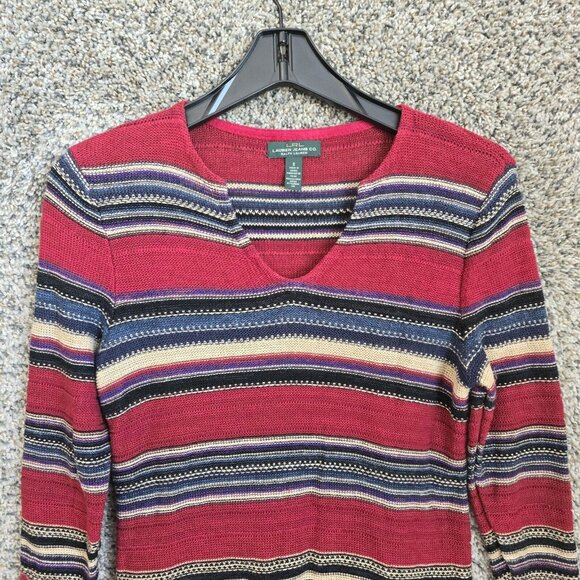 Lauren Ralph Lauren Sweater Womens Small Red Striped Linen‎ Blend Casual Ladies - Picture 4 of 7